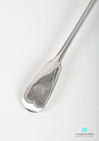 null Ladle out of silver plated metal the handle decorated with nets, quantified.

Goldsmith...