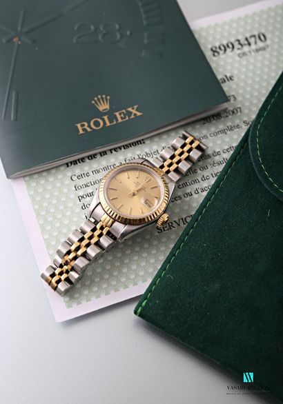 null Rolex, Oyster Perpetual Date 69173, montre bracelet de dame en acier et or,...