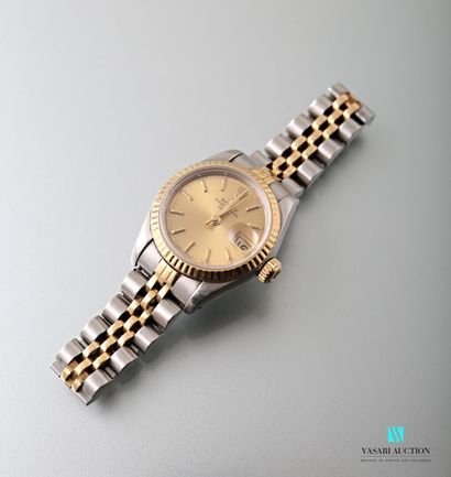 null Rolex, Oyster Perpetual Date 69173, montre bracelet de dame en acier et or,...