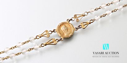 null Bracelet chapelet en vermeil et verre facetté début XXème siècle, 6,8 g. Longueur...