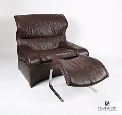 null Giovanni OFFREDI - SAPORITI Editor 
Armchair model Vela Alta in brown leather...
