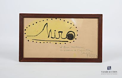 null MIRO Joan (1893-1983)
Calligraphy signature 1957
Watercolor and ink on paper...