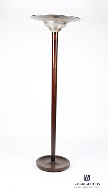 null Floor lamp in tinted natural wood, it rests on a round base slightly hollowed...