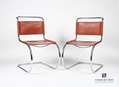 null Ludwig MIES VAN DER ROHE (1886-1969) after
Pair of chairs model MR10, the structure...
