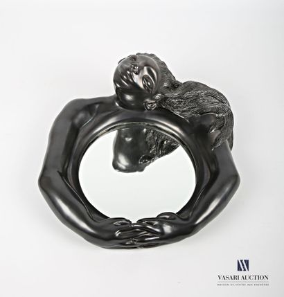 null MARAIS Jean (1913-1998) 
Mirror of circular shape called "Ondine" in ceramic...