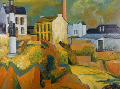 null COURTIN Émile (1923-1997)
Doëlan The fish factory - 1958
Oil on canvas
Signed...