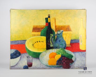 null COURTIN Émile (1923-1997)
Still life with a dish of fruits and bottles - 1987
Oil...