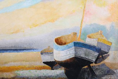 null COURTIN Émile (1923-1997)
Marine oblique sky Three boats - 1977
Oil on canvas
Signed...