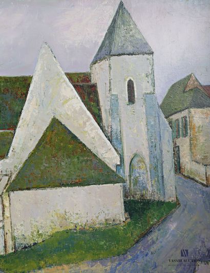 null COURTIN Émile (1923-1997)
Église de Préau - 1958
Huile sur toile
Signée en bas...