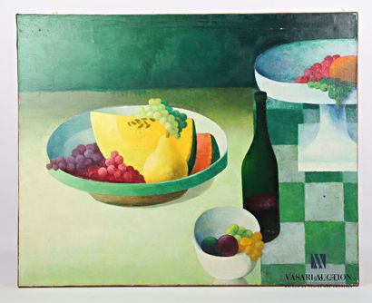 null COURTIN Émile (1923-1997)
Still life with fruit dish and green checkered tablecloth...