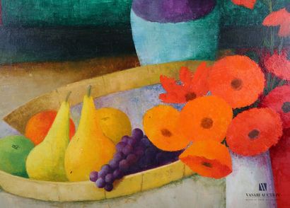 null COURTIN Émile (1923-1997)
Dish of fruits and poppies - 1984
Oil on canvas
Signed...