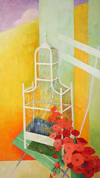 null COURTIN Émile (1923-1997)
The cage - 1985
Oil on canvas
Signed lower right 
100...