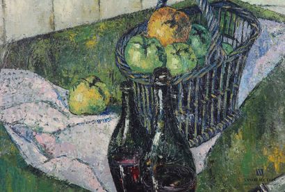 null COURTIN Émile (1923-1997)
The basket of green apples - 1958
Oil on canvas
Signed...