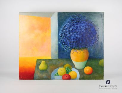 null COURTIN Émile (1923-1997)
Bouquet de bleuets et coupe de fruits
Huile sur toile
Signée...