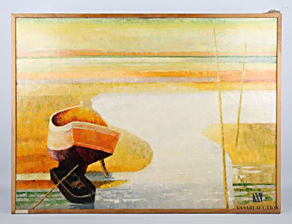 null COURTIN Émile (1923-1997)
Marine à la barque orange
Huile sur toile
Signée en...