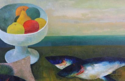 null COURTIN Émile (1923-1997)
Still life with sardines and fruit bowl
Oil on canvas
Signed...