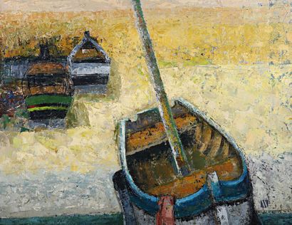 null COURTIN Émile (1923-1997)
Marine with boat beautiful morning - 1965
Oil on canvas
Signed...