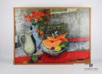 null COURTIN Émile (1923-1997)
The dish with watermelons and red stripes 
Oil on...