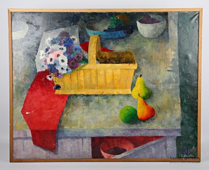 null COURTIN Émile (1923-1997)
The gray table with the red cloth
Oil on canvas
Signed...
