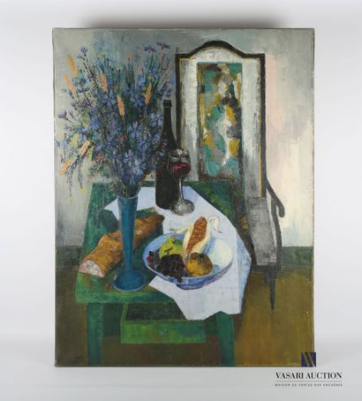 null COURTIN Émile (1923-1997)
Still life with a bouquet of field flowers, bread...