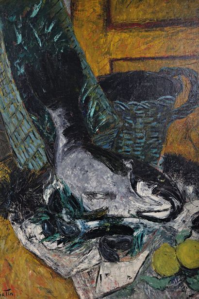 null COURTIN Émile (1923-1997)
Big fish in front of the yellow door - 1963
Oil on...