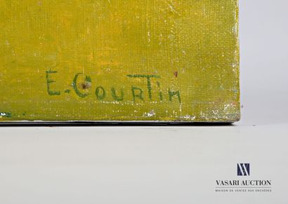 null COURTIN Émile (1923-1997)
Le grand compotier bleu avec plat et pot jaune - 1989
Huile...