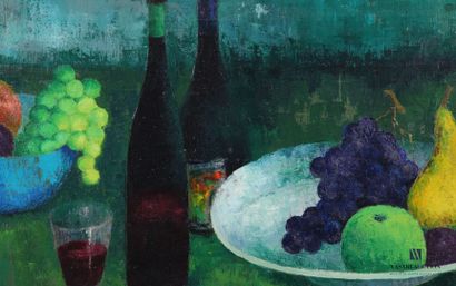 null COURTIN Émile (1923-1997)
Still life with fruit dish and two bottles
Oil on...
