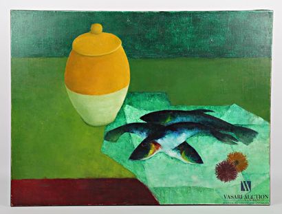 null COURTIN Émile (1923-1997)
The big pot and the three fishes - 1990
Oil on canvas
Signed...