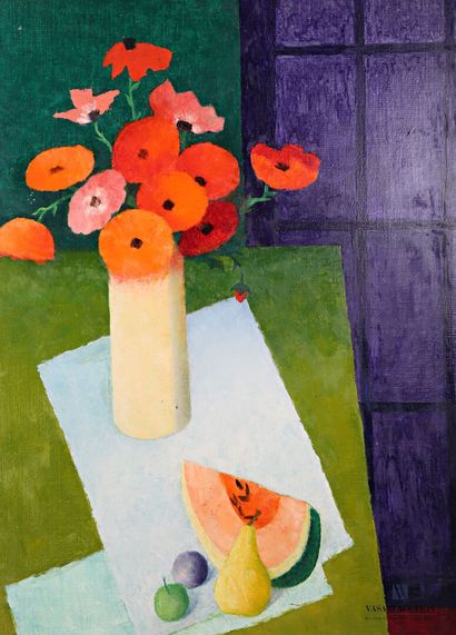 null COURTIN Émile (1923-1997)
Poppy and purple window - 1992
Oil on canvas
Signed...
