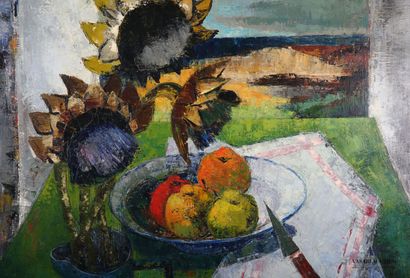 null COURTIN Émile (1923-1997)
Still life with artichokes and fruits - 1963/64
Oil...