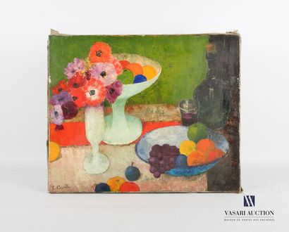 null COURTIN Émile (1923-1997)
Still life with poppy bouquet, fruit cup and wine...
