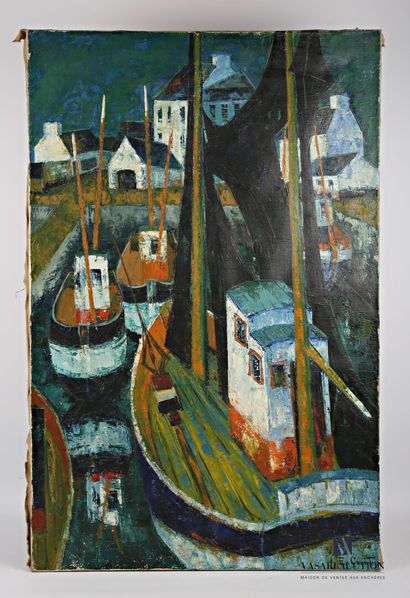 null COURTIN Émile (1923-1997)
The port of Percoueil - 1960
Oil on canvas
Signed...