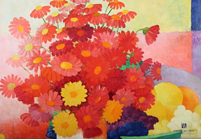 null COURTIN Émile (1923-1997)
Vase of orange daisies 
Oil on canvas
Signed lower...