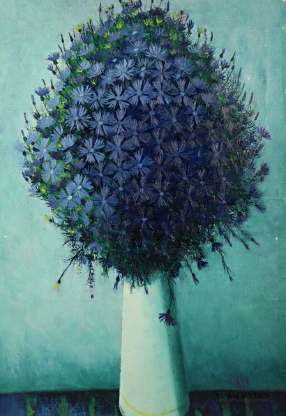 null COURTIN Émile (1923-1997)
Bouquet de bleuets - 1973
Huile sur toile
Signée en...