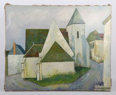 null COURTIN Émile (1923-1997)
Église de Préau - 1958
Huile sur toile
Signée en bas...