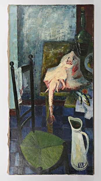 null COURTIN Émile (1923-1997)
Still life with a stingray and a nurse's chair
Oil...