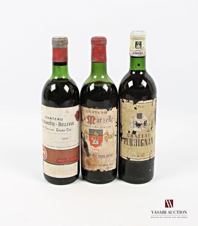 null Lot of 3 bottles including :
1 bottle Château LAPLAGNOTTE-BELLEVUE St Emilion...
