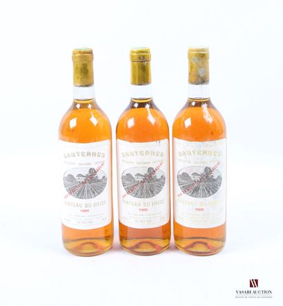 null 3 bottles Château du HAIRE Sauternes 1988
	And. a little faded and stained....