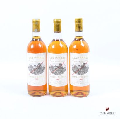 null 3 bottles Château du HAIRE Sauternes 1988
	And. a little faded and stained....