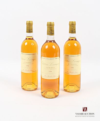 null 3 bottles Château LARROUQUEY Cérons 1996
	And. excellent. N : 2 mid/bottom neck,...