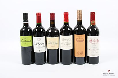 null Lot of 6 bottles including :
1 bottle Château GUILLAUMETTE Bordeaux 2020
1 bottle...