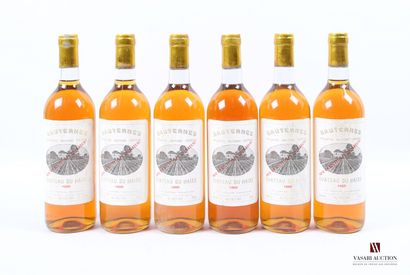 null 6 bottles Château du HAIRE Sauternes 1988
	And. a little faded and stained (1...