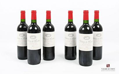 null 6 bouteilles	Château du PAVILLON	Canon-Fronsac	2003
	Et.: 5 excellentes, 1 à...