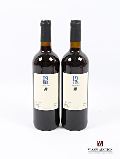 null 2 bottles VIN DE FRANCE "19 Bis. Hail wine" put Vincent Quirac Winemaker 2013
	Et....