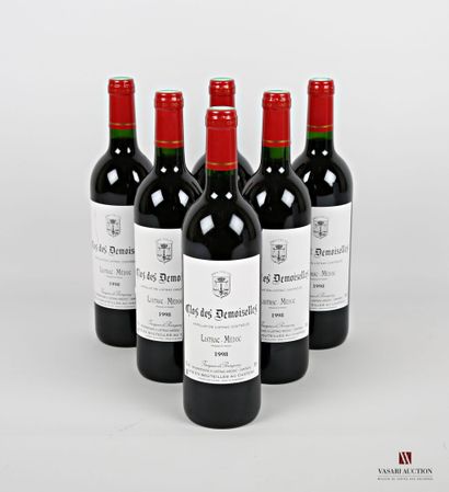 null 6 bottles CLOS DES DEMOISELLES Listrac 1998
	Et: 5 impeccable, 1 a little stained....