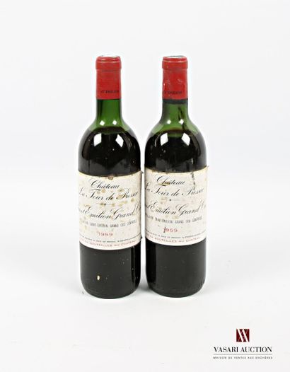 null 2 bottles Château LA TOUR DE PRESSAC St Emilion GC 1959
	Stained. N: 1 ht/mid...