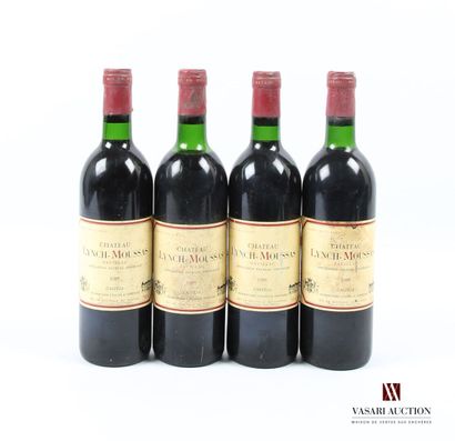 null 4 bottles Château LYNCH MOUSSAS Pauillac GCC 1985
	Faded and stained. N: 2 bottom...