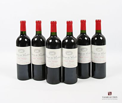 null 6 bouteilles	Château du PAVILLON	Canon-Fronsac	2005
	Et. légèrement tachées....