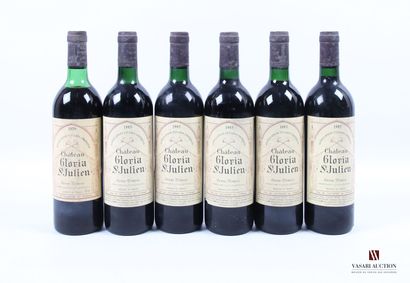 null 6 bouteilles	Château GLORIA	St Julien	
	5 blles de 1985, 1 blle de 1979.		
	Et....