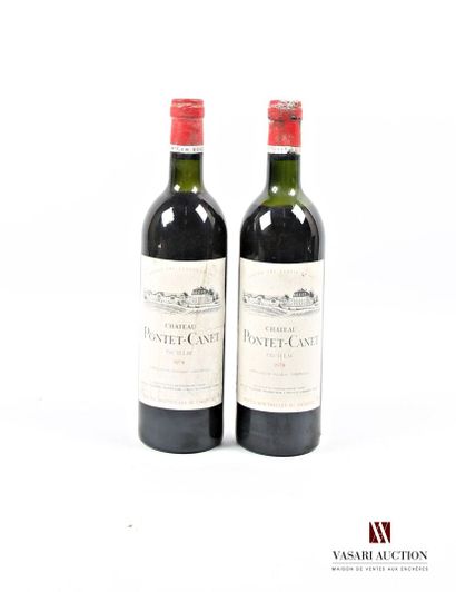 null 2 bottles Château PONTET CANET Pauillac GCC 1978
	And. a little faded and stained....